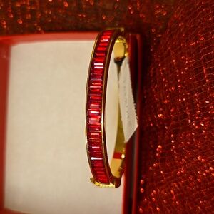 NWT Talbots Rhinestone Ruby Red Hinged Magnetic Bracelet